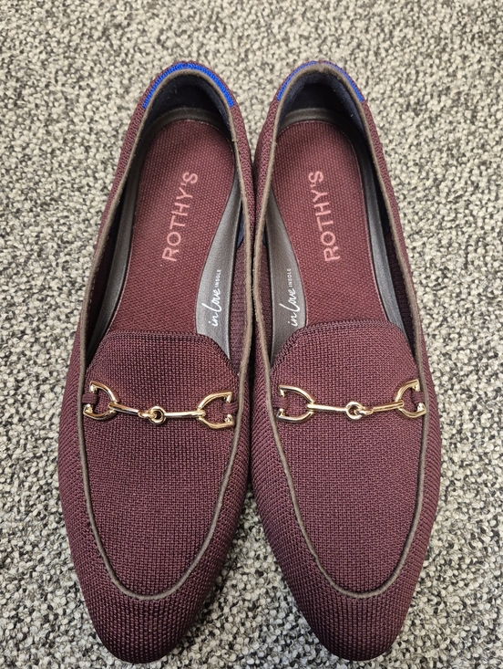 Rothy's Shoes - Rothys Burgundy Knit Slip-On Loafers with Gold Double bit 8